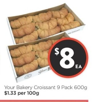 Foodworks Your Bakery Croissant 9 Pack 600g offer