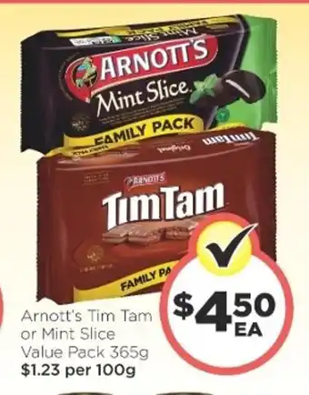 Foodworks Arnott's Tim Tam or Mint Slice Value Pack 365g offer