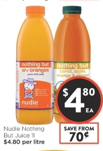 Foodworks Nudie Nothing But Juice 1L offer