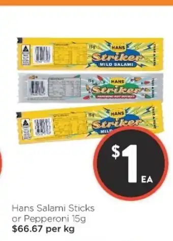 Foodworks Hans Salami Sticks or Pepperoni 15g offer