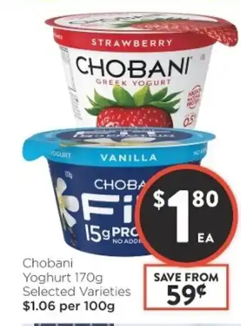 Foodworks Chobani Yoghurt 170g offer