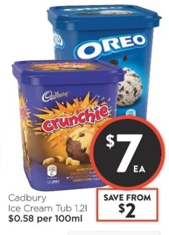 Foodworks Cadbury Ice Cream Tub 1.2L offer