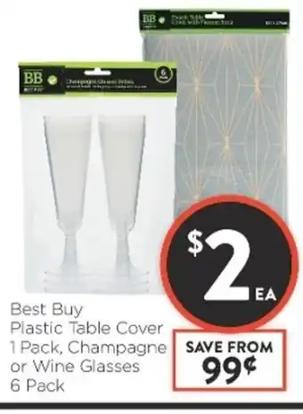 Foodworks Best Buy Plastic Table Cover 1 Pack, Champagne or Wine Glass 6 Pack offer