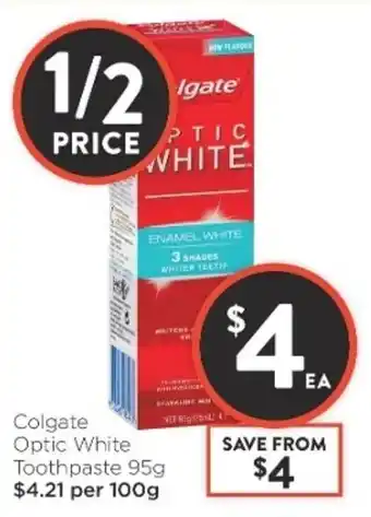 Foodworks Colgate Optic White Toothpaste 95g offer