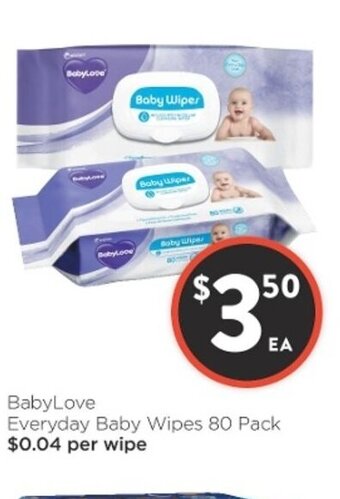 Foodworks BabyLove Everyday Baby Wipes 80 Pack offer