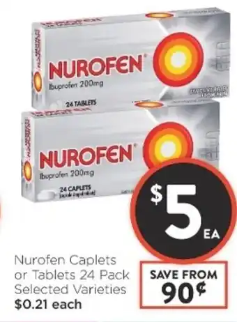 Foodworks Nurofen Caplets or Tablets 24 Pack offer