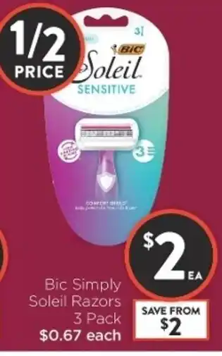 Foodworks BIC Simply Soleil Razors 3 Pack offer