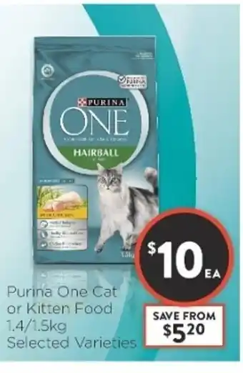 Foodworks Purina One Cat or Kitten Food 1.4/1.5kg offer