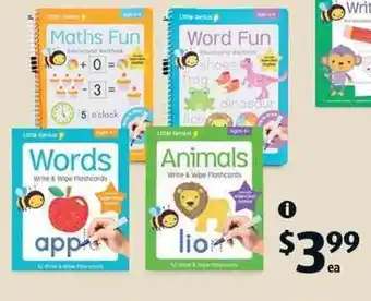 ALDI Wipe-Clean Learning Books or Write & Wipe Flashcards offer