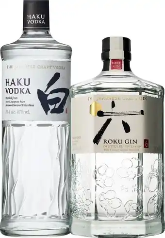 Haku Vodka or Roku Gin 700mL