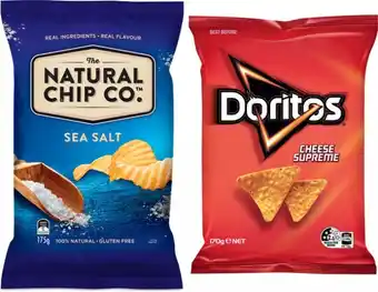 IGA Xpress Doritos, The Natural Chip Co. or Thins Chips 150-175g Selected Varieties offer