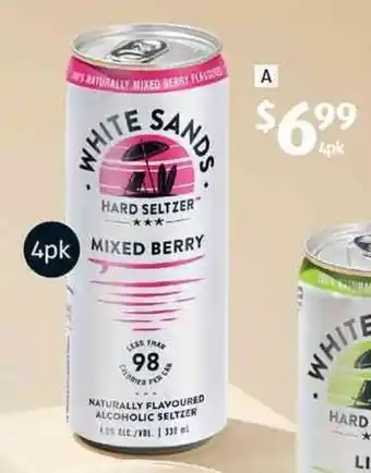 ALDI White Sands Berry Seltzer 4x330ml offer