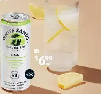 ALDI White Sands Lime Seltzer 4x330ml offer