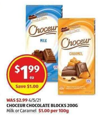 ALDI Choceur Chocolate Blocks 200g offer