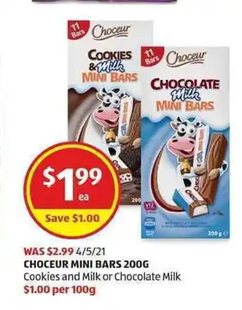 ALDI Chocuer Mini Bars 200g offer