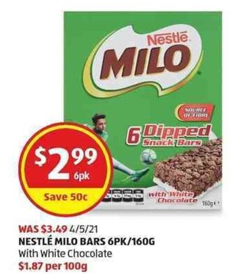ALDI Nestlé Milo Bars 6pk/160g offer