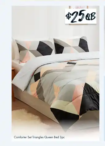 Comforter Set Triangles Queen Bed 3pc