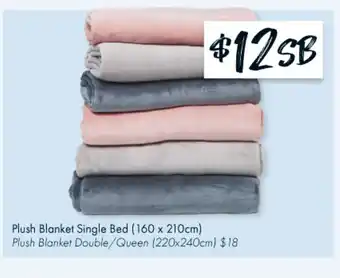 Plush Blanket Single Bed 160x 210cm