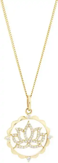 Michael Hill Lotus Motif Pendant with 0.15 Carat TW of Diamonds in 10kt Yellow Gold offer