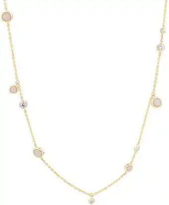 Michael Hill Necklace with Opal & 0.15 Carat TW of Diamonds in 10kt Yellow Gold offer