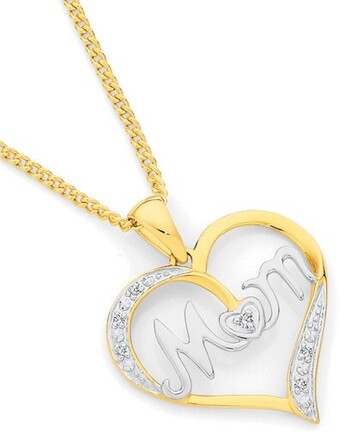 Angus & Coote 9ct Gold Diamond Mum Heart Pendant offer