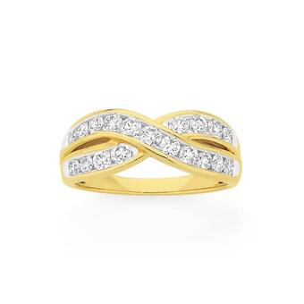 Angus & Coote 9ct Gold Diamond Crossover Dress Ring offer