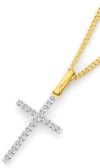 Angus & Coote 9ct Gold Diamond Cross Pendant offer