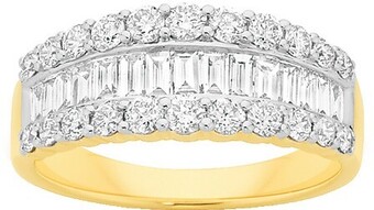 Angus & Coote 9ct Gold Diamond Three Row Band offer