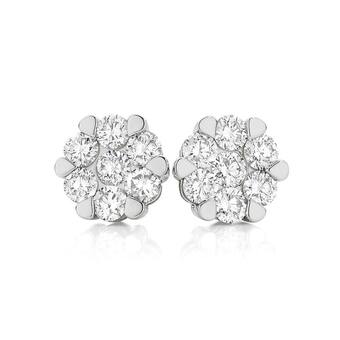 Angus & Coote 9ct Two Tone Gold Diamond Cluster Stud Earrings offer