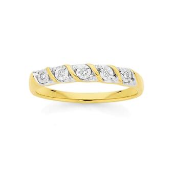 Angus & Coote 9ct Gold Diamond Round Brilliant Cut Miracle Set Twist Ring offer