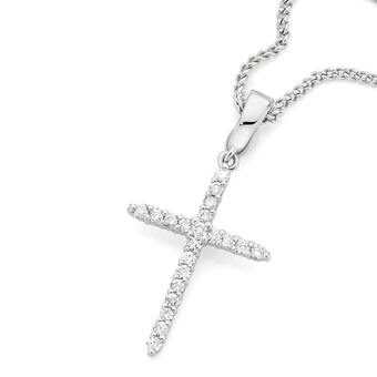 Angus & Coote 9ct White Gold Diamond Cross Pendant offer