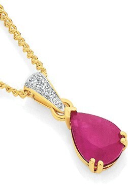 Angus & Coote 9ct Gold Natural Ruby & Diamond Pendant offer