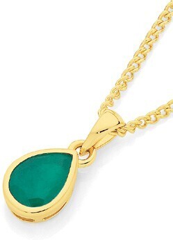 Angus & Coote 9ct Gold Natural Emerald Pendant offer