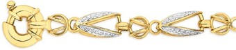 Angus & Coote 9ct Gold Two Tone 19cm Solid Tulip Link Bolt Ring Bracelet offer