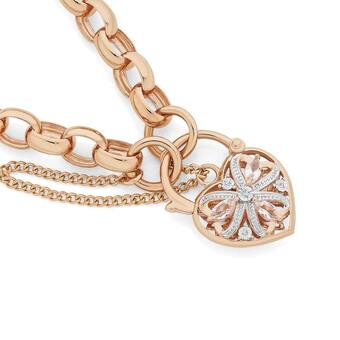 Angus & Coote 9ct Rose Gold 19cm Belcher Padlock Bracelet offer