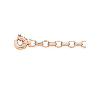 Angus & Coote 9ct Rose Gold 19cm Belcher Bolt Ring Bracelet offer