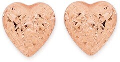 Angus & Coote 9ct Rose Gold 8mm Diamond-cut Heart Stud Earrings offer