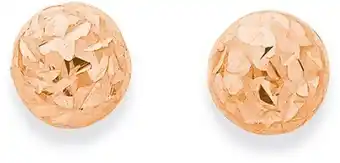 Angus & Coote 9ct Rose Gold 4mm Diamond-cut Ball Stud Earrings offer