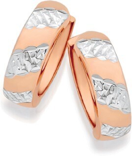 Angus & Coote 9ct Rose Gold Two Tone Huggie Earrings offer