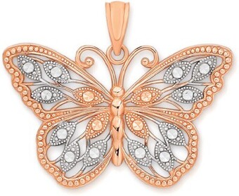Angus & Coote 9ct Rose Gold Filigree Butterfly Pendant offer