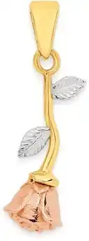 Angus & Coote 9ct Gold Tri Tone Rose Drop Pendant offer
