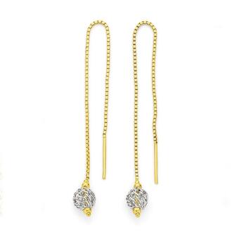 Angus & Coote 9ct Gold Two Tone Thread Filigree Ball Drop Earrings offer