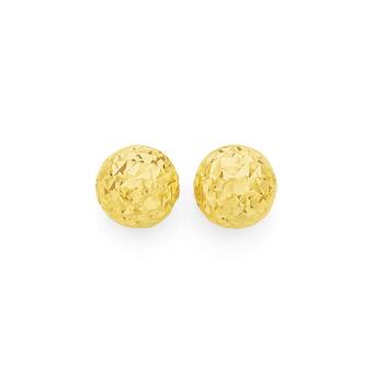 Angus & Coote 9ct Gold 6mm Diamond-Cut Ball Stud Earrings offer