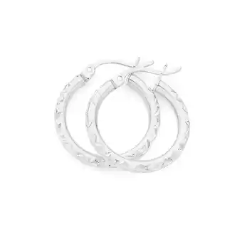 Angus & Coote Sterling Silver 15mm Diamond Cut Hoop Earrings offer