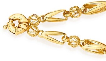 9ct Gold 19cm Solid Tulip Link Bolt Ring Bracelet