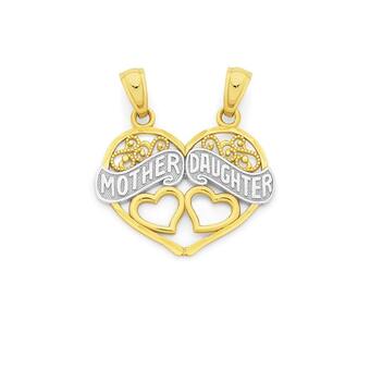 9ct Gold Two Tone Mother & Daughter Pendant