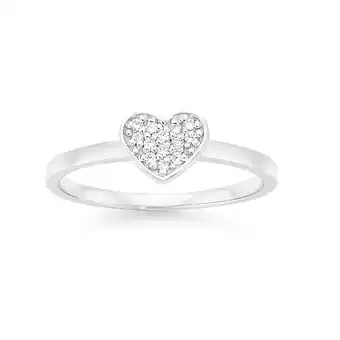 Angus & Coote Sterling Silver Small Pave Cubic Zirconia Heart Ring offer