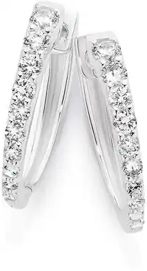 Angus & Coote Sterling Silver Cubic Zirconia Oval Taper Hoop Earrings offer