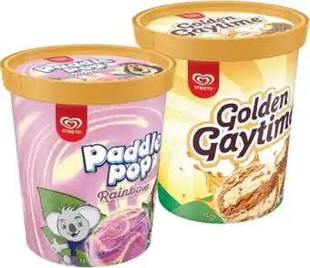 IGA Streets Paddle Pop Rainbow, Bubble O&#039; Bill or Golden Gaytime 1 Litre offer