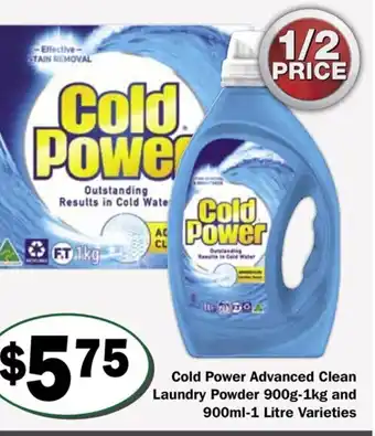 Friendly Grocer Cold Power Advanced Clean Laundry Powder 900g-1kg and 900ml-litre Varieties offer